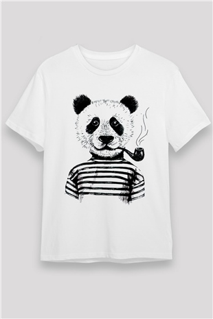 Panda Beyaz Unisex Tişört T-Shirt - TişörtFabrikası