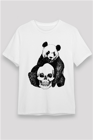Panda Beyaz Unisex Tişört T-Shirt - TişörtFabrikası