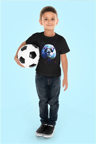 Panda Siyah Unisex Çocuk Tişört
