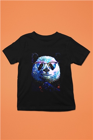 Panda Siyah Unisex Çocuk Tişört