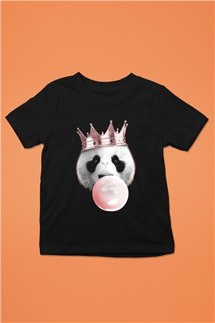 Panda Siyah Unisex Çocuk Tişört