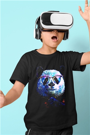 Panda Siyah Unisex Çocuk Tişört