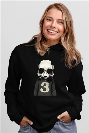 Panda Siyah Unisex Hoodie