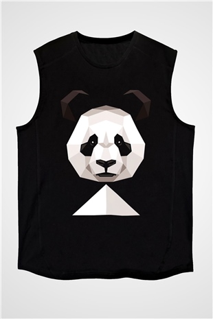 Panda Siyah Unisex Kolsuz Tişört