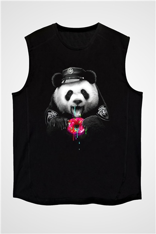 Panda Siyah Unisex Kolsuz Tişört