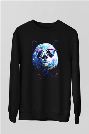 Panda Siyah Unisex Sweatshirt