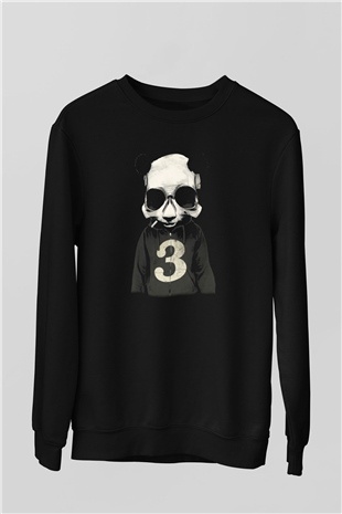 Panda Siyah Unisex Sweatshirt