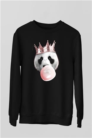Panda Siyah Unisex Sweatshirt