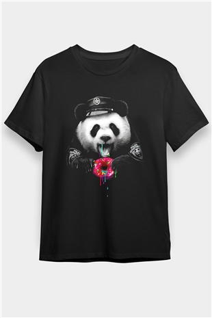 Panda Siyah Unisex Tişört T-Shirt - TişörtFabrikası