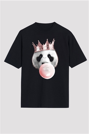 Panda Siyah Oversize Tişört Oversize T-shirt - TişörtFabrikası