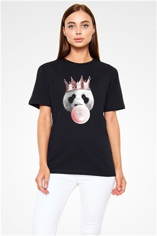 Panda Siyah Unisex Tişört T-Shirt - TişörtFabrikası