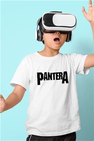 Pantera Baskılı Beyaz Unisex Çocuk Tişört