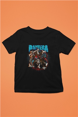 Pantera Baskılı Siyah Unisex Çocuk Tişört