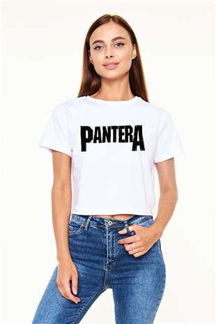 Pantera Beyaz Croptop Tişört