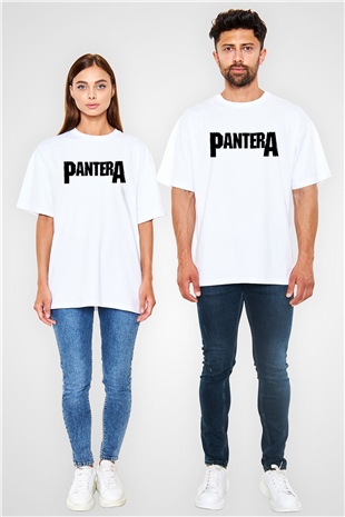 Pantera Beyaz Unisex Oversize Tişört T-Shirt
