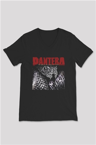Pantera Siyah Unisex V Yaka Tişört T-Shirt