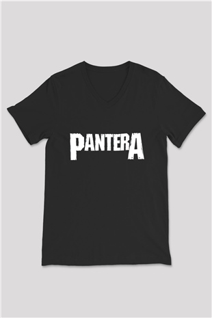 Pantera Siyah Unisex V Yaka Tişört T-Shirt