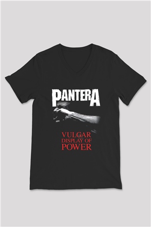 Pantera Siyah Unisex V Yaka Tişört T-Shirt