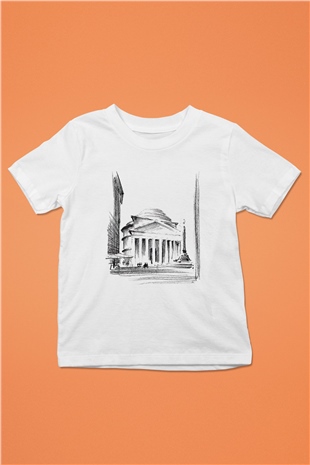 Pantheon Baskılı Beyaz Unisex Çocuk Tişört