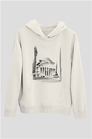 Pantheon Beyaz Unisex Kapşonlu Sweatshirt