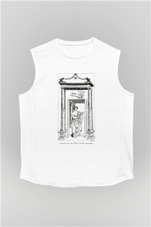 Pantheon Beyaz Unisex Kolsuz Tişört
