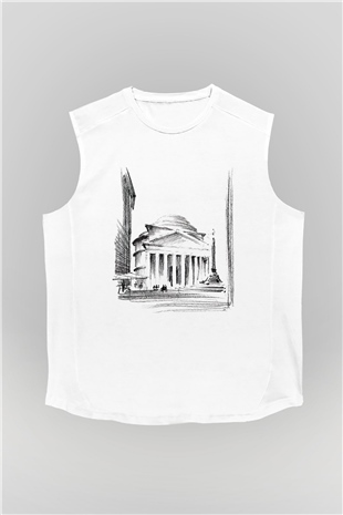 Pantheon Beyaz Unisex Kolsuz Tişört