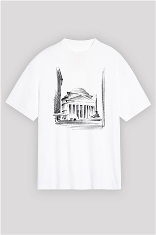 Pantheon Beyaz Unisex Oversize Tişört T-Shirt