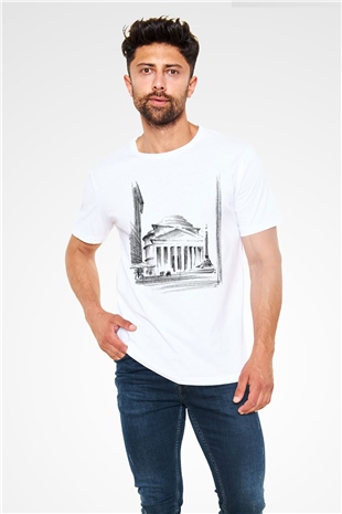 Pantheon Beyaz Unisex Tişört T-Shirt - TişörtFabrikası