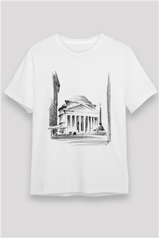 Pantheon Beyaz Unisex Tişört T-Shirt - TişörtFabrikası