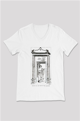 Pantheon Beyaz Unisex V Yaka Tişört T-Shirt