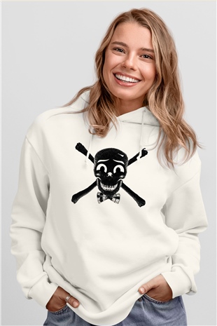 Papyonlu Kuru KafaBeyaz  Unisex Hoodie
