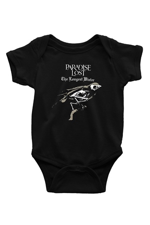 Paradise Lost Baskılı Unisex Siyah Bebek Body - Zıbın