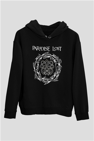 Paradise Lost Baskılı Unisex Siyah Kapüşonlu Sweatshirt