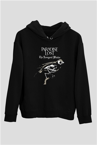 Paradise Lost Baskılı Unisex Siyah Kapüşonlu Sweatshirt