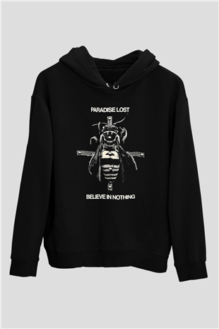 Paradise Lost Baskılı Unisex Siyah Kapüşonlu Sweatshirt