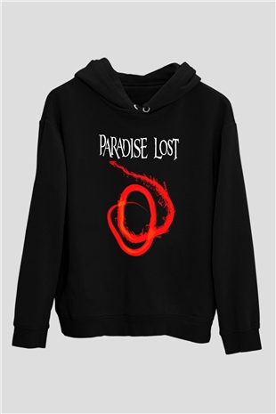 Paradise Lost Baskılı Unisex Siyah Kapüşonlu Sweatshirt