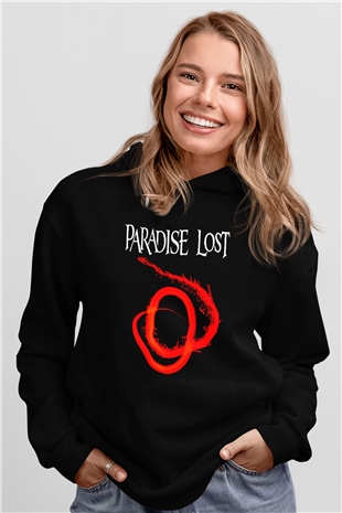 Paradise Lost Baskılı Unisex Siyah Kapüşonlu Sweatshirt