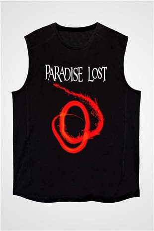 Paradise Lost Baskılı Unisex Siyah Kolsuz Tişört - Tshirt