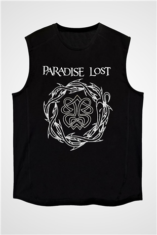 Paradise Lost Baskılı Unisex Siyah Kolsuz Tişört - Tshirt