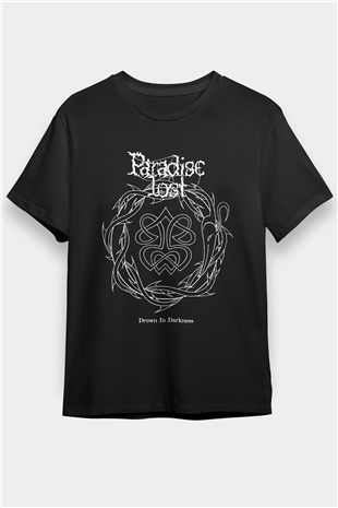 Paradise Lost Baskılı Unisex Siyah Tişört - Tshirt