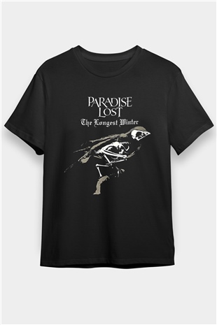 Paradise Lost Baskılı Unisex Siyah Tişört - Tshirt