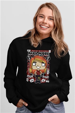 Paramore Hayley Williams Baskılı Unisex Siyah Hoodie