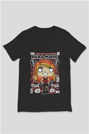 Paramore Hayley Williams Baskılı Unisex Siyah V Yaka Tişört