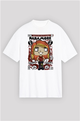 Paramore Hayley Williams Baskılı Unisex Beyaz Oversize Tişört
