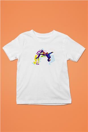 Parkour Baskılı Unisex Beyaz Çocuk Tişört - Tshirt