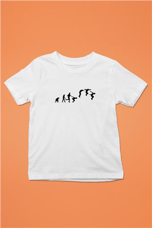 Parkour Baskılı Unisex Beyaz Çocuk Tişört - Tshirt