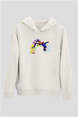 Parkour Baskılı Unisex Ekru Hoodie