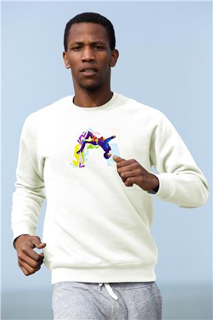 Parkour Baskılı Unisex Ekru Sweatshirt