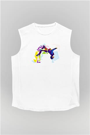 Parkour Baskılı Unisex Kolsuz Beyaz Tişört