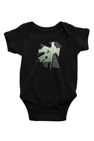 Parkour Baskılı Unisex Siyah Bebek Body - Zıbın